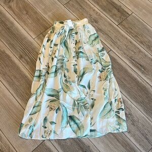 Floral Maxi Skirt in Cream and Green